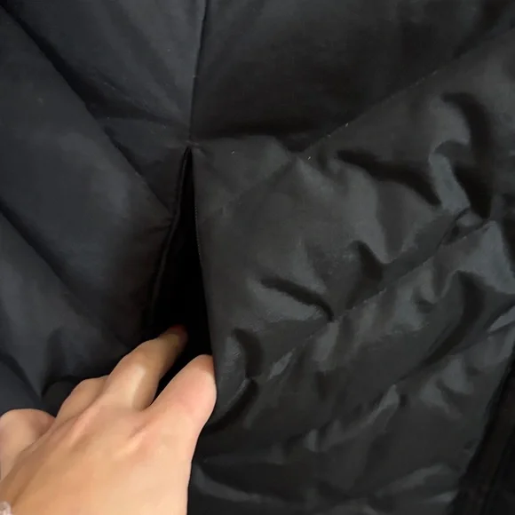 Eddie Bauer Black Quilted Coat with Faux Fur Hood - Picture 6 of 16